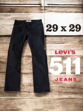 👛 (ANY 2/$30) LEVI 511 Slim Black Jeans 29 x 29